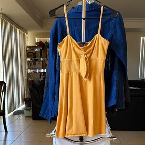 Forever 21 Mustard Yellow Summer Dress with Tie Front